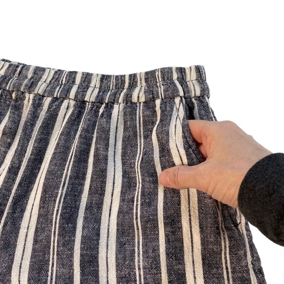 Splendid Linen Shorts Size Medium Pier Stripe Beachy Coastal High Rise Blue - Picture 5 of 11